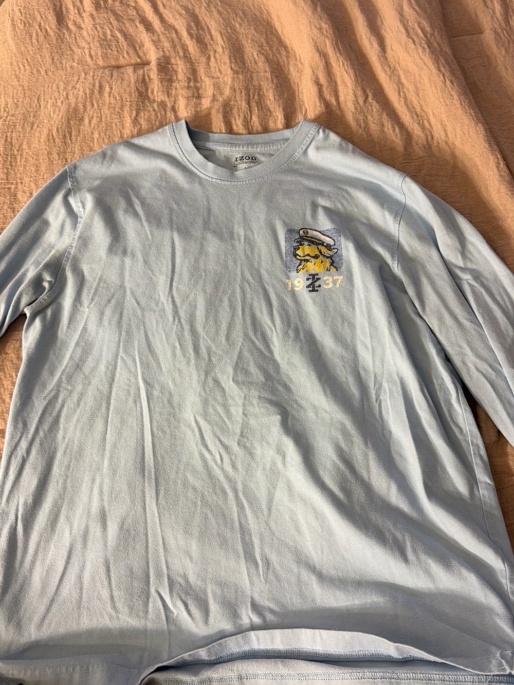Izod Light Blue Long Sleeve Tee with Nautical Crest